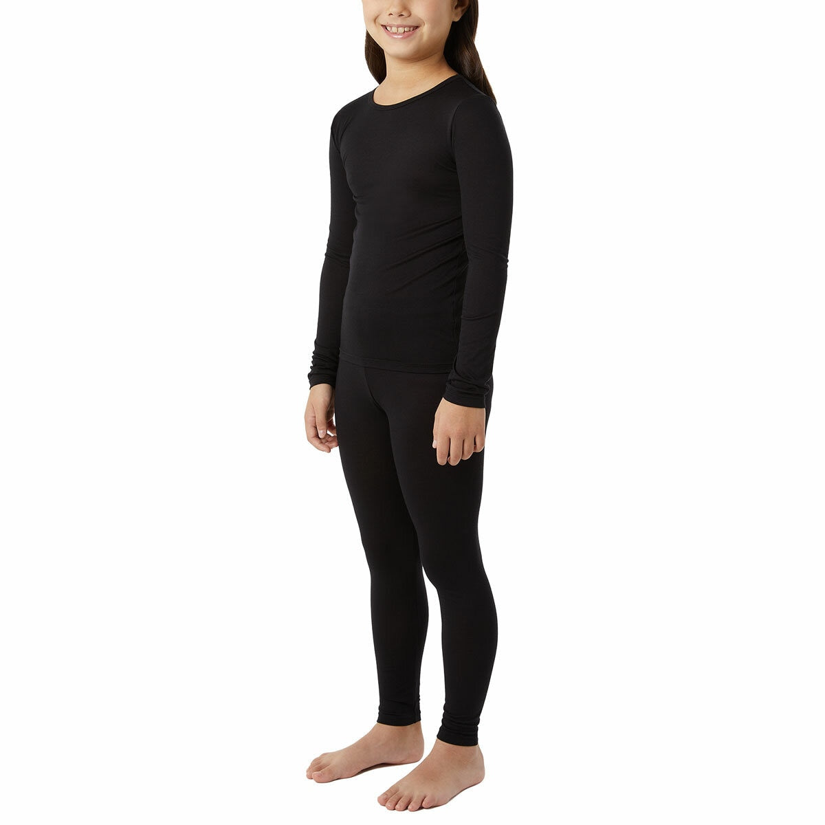 32 Degrees Heat Kids Mesh Baselayer Set 4 Pack Black Thermal Top Bottoms