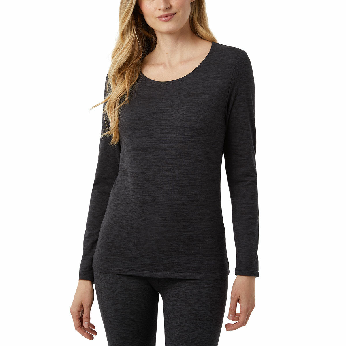 32 Degrees Heat Neo Plush Base Layer Long Sleeve Top 2 Pack Blue Thermal Black