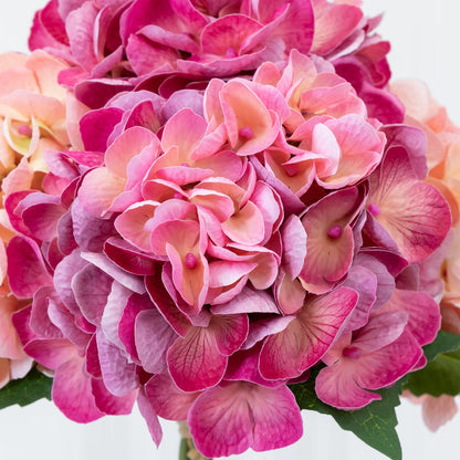 Nearly Natural Artificial Hydrangea Flower in Glass Vase Faux Plant 30cm Pink