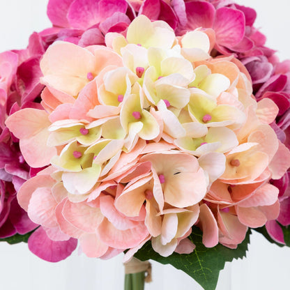 Nearly Natural Artificial Hydrangea Flower in Glass Vase Faux Plant 30cm Pink