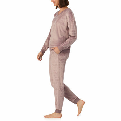 DKNY Ladies Velour Lounge Set 2 Piece Loungewear Tracksuit Various Colours Taupe