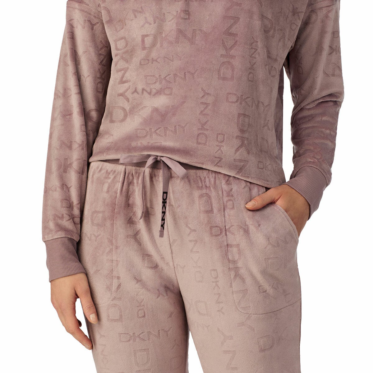 DKNY Ladies Velour Lounge Set 2 Piece Loungewear Tracksuit Various Colours Taupe