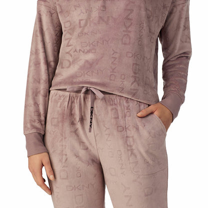 DKNY Ladies Velour Lounge Set 2 Piece Loungewear Tracksuit Various Colours Taupe