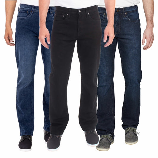 Urban Star Mens Jeans 38W Relaxed Fit Blue / Black Denim Cotton Trousers Pants