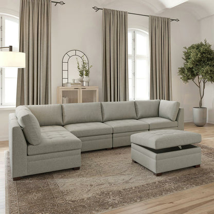 Thomasville Tisdale 6pc Modular Fabric Corner Sofa Set Beige Ottoman Lounge