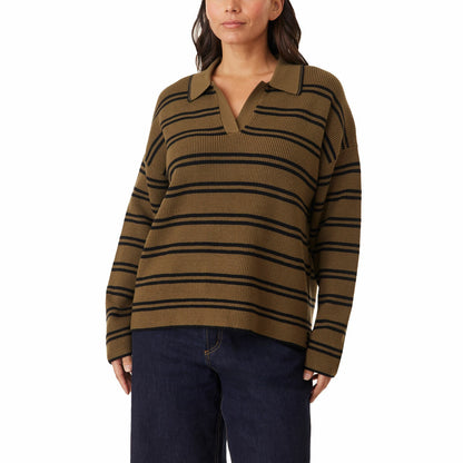 Scotch & Soda Ladies Jonny Collar Soft Touch Jumper Sweater Knitwear Olive Med