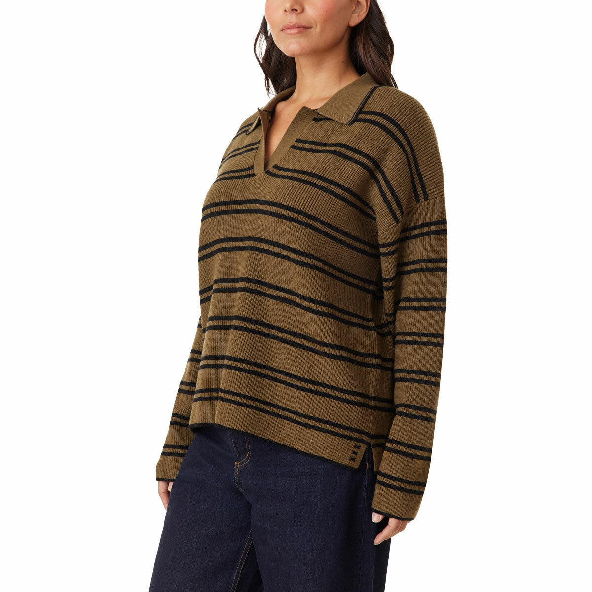 Scotch & Soda Ladies Jonny Collar Soft Touch Jumper Sweater Knitwear Olive Med