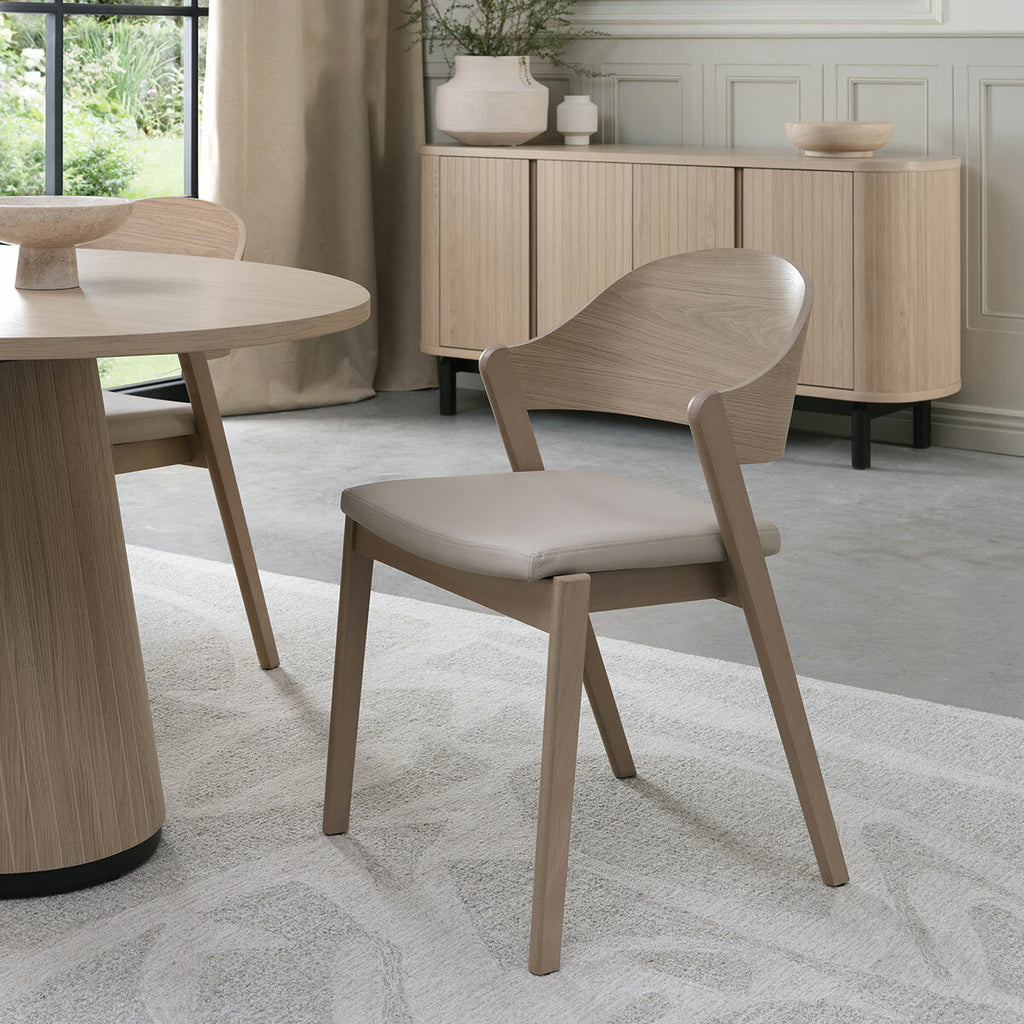 VEGA Scandi Dining Chairs Ivory Bonded Leather Pack Of 2 Kitchen Chair Set