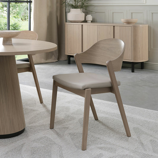 VEGA Scandi Dining Chairs Ivory Bonded Leather Pack Of 2 Kitchen Chair Set
