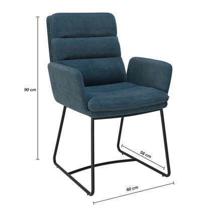AKANTE Copenhague Blue Fabric Dining Chairs Set of 2 Kitchen Modern Pair 90cm