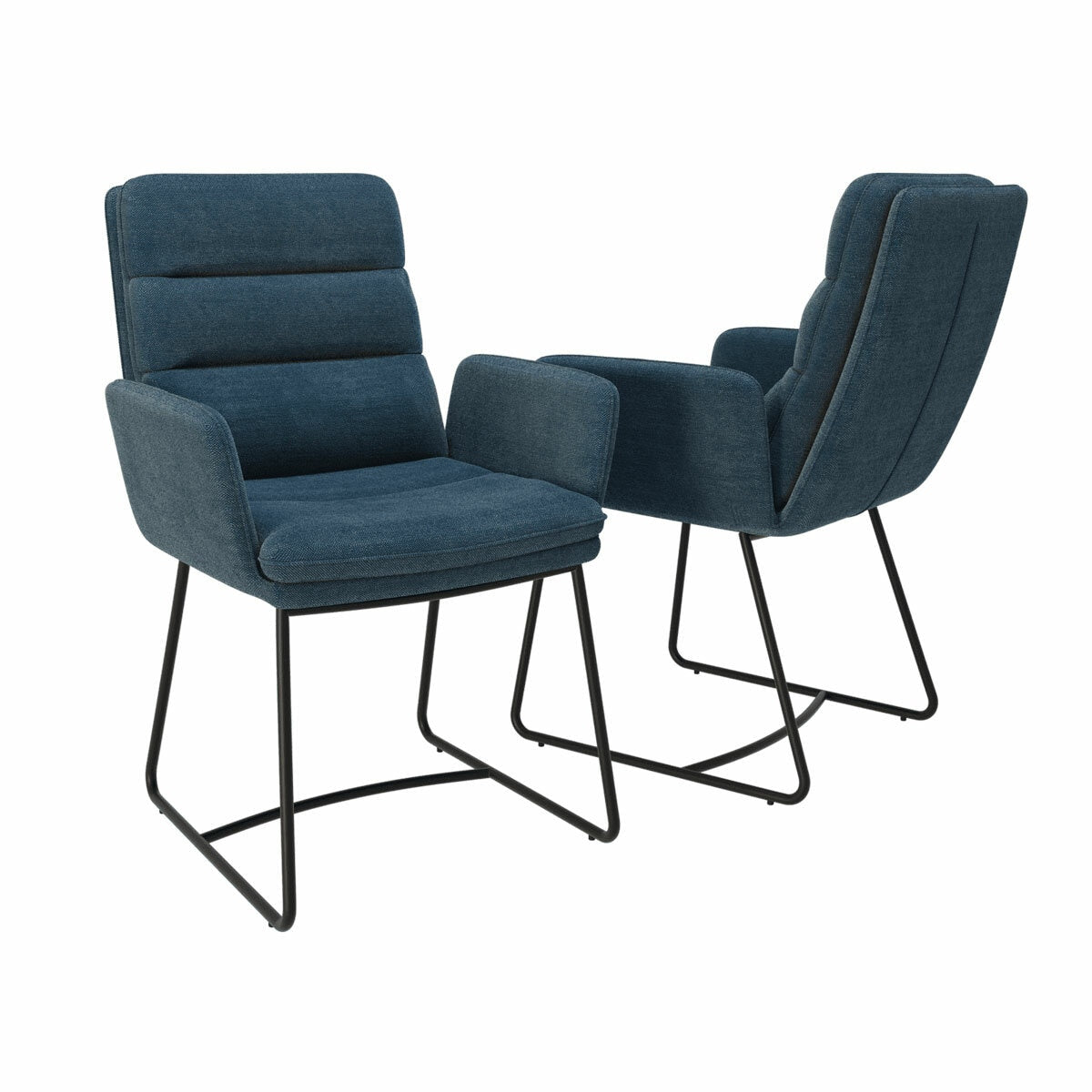 AKANTE Copenhague Blue Fabric Dining Chairs Set of 2 Kitchen Modern Pair 90cm