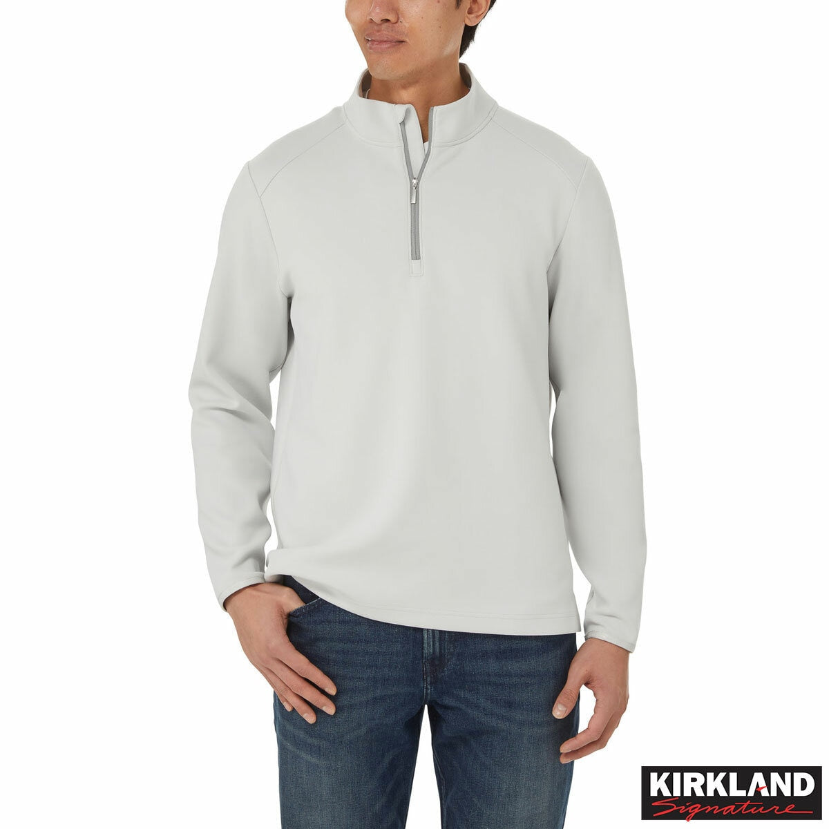 Kirkland Signature Men's Half Zip Sweater Sweatshirt Pullover Grey XL