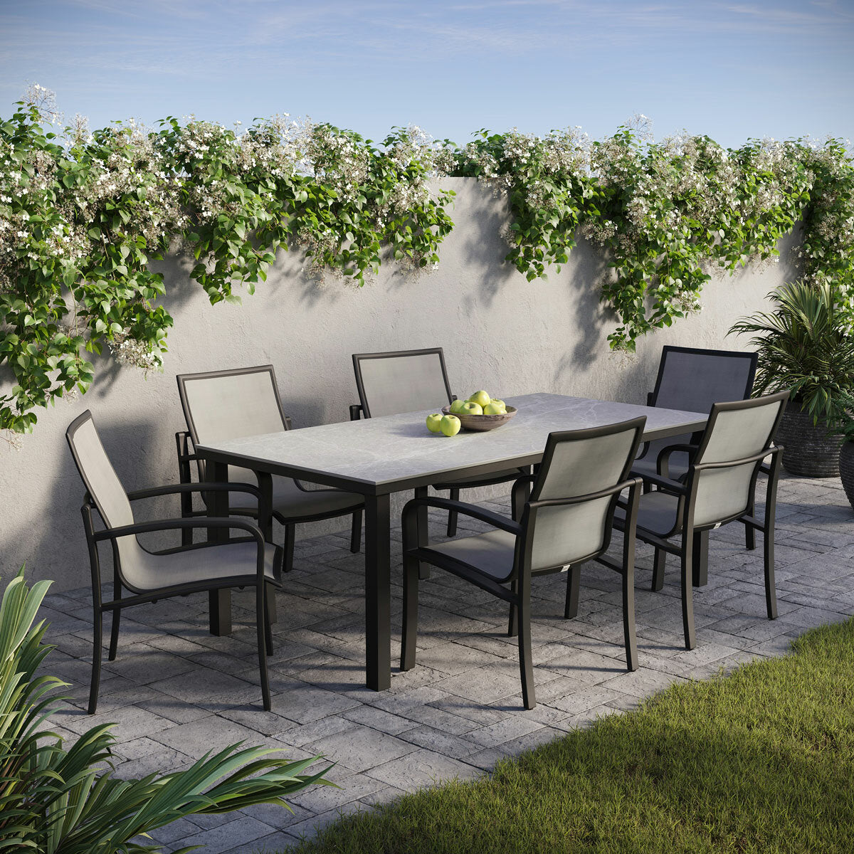 Agio Maxwell 7 Piece Sling Outdoor Garden Patio Dining Set Furniture Table