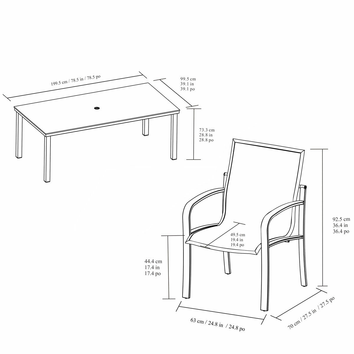 Agio Maxwell 7 Piece Sling Outdoor Garden Patio Dining Set Furniture Table