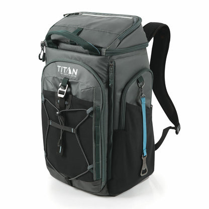 Titan 26 Can Backpack Cooler Bag 5 Compartments 2 Ice Walls Grey Insulated