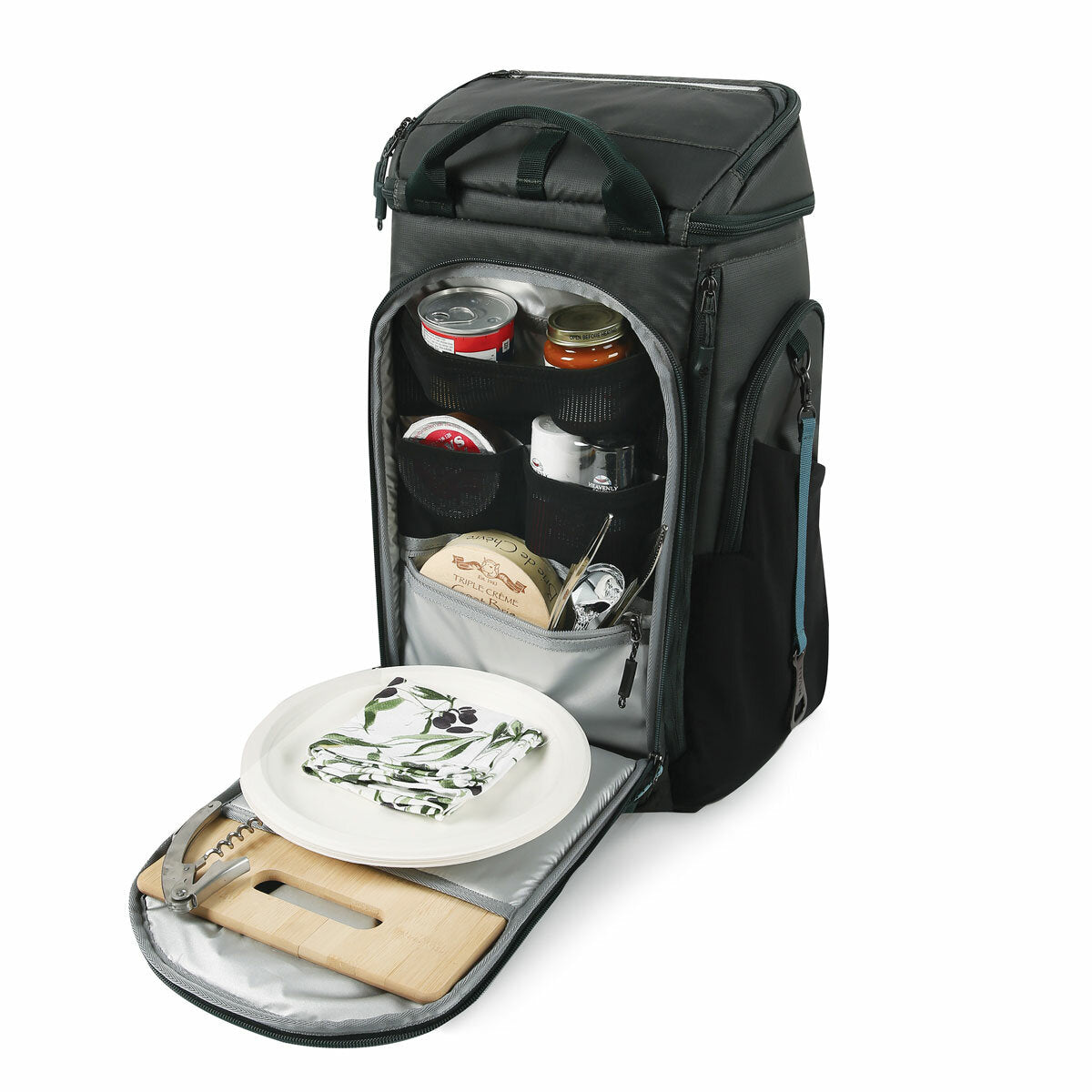 Titan 26 Can Backpack Cooler Bag 5 Compartments 2 Ice Walls Grey Insulated