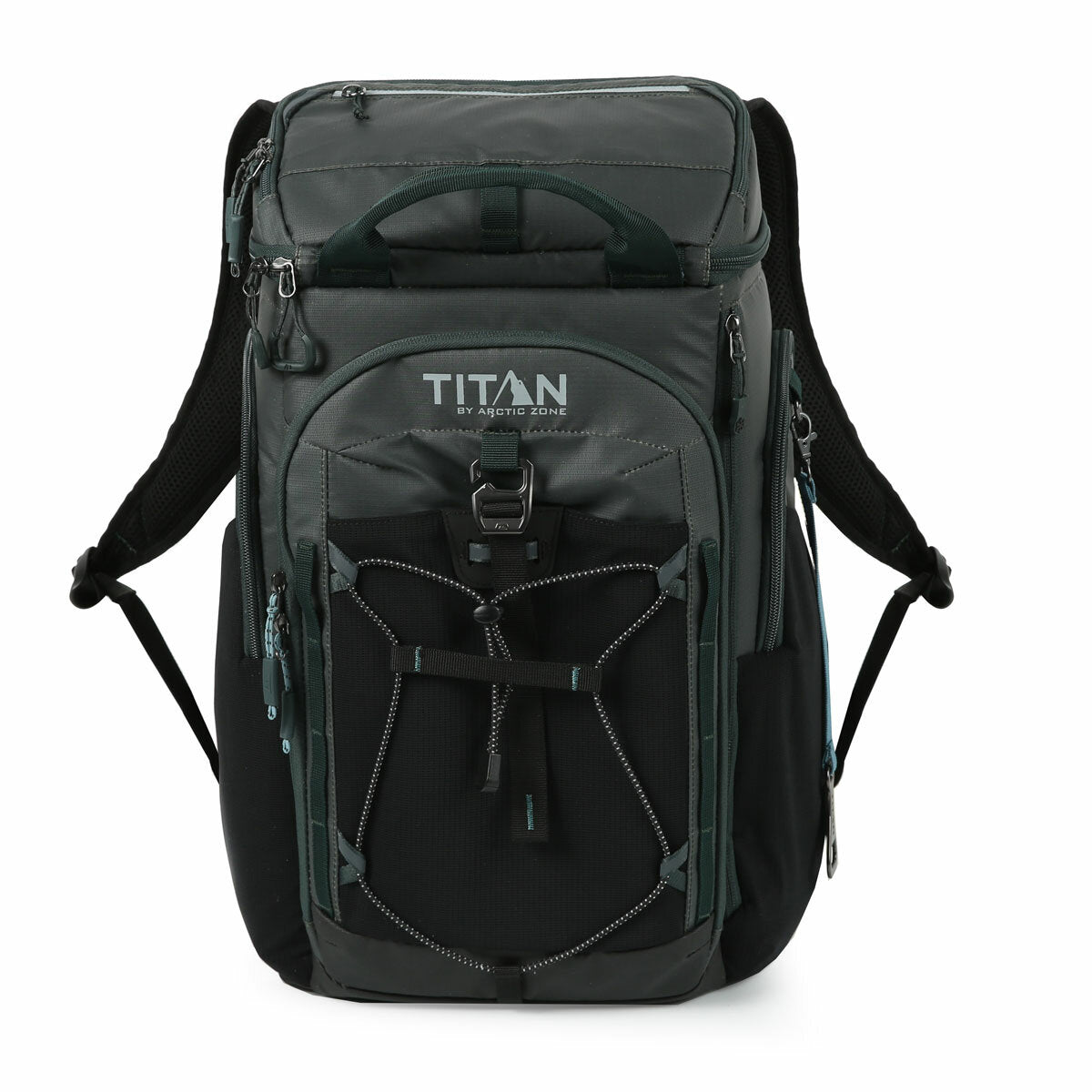Titan 26 Can Backpack Cooler Bag 5 Compartments 2 Ice Walls Grey Insulated