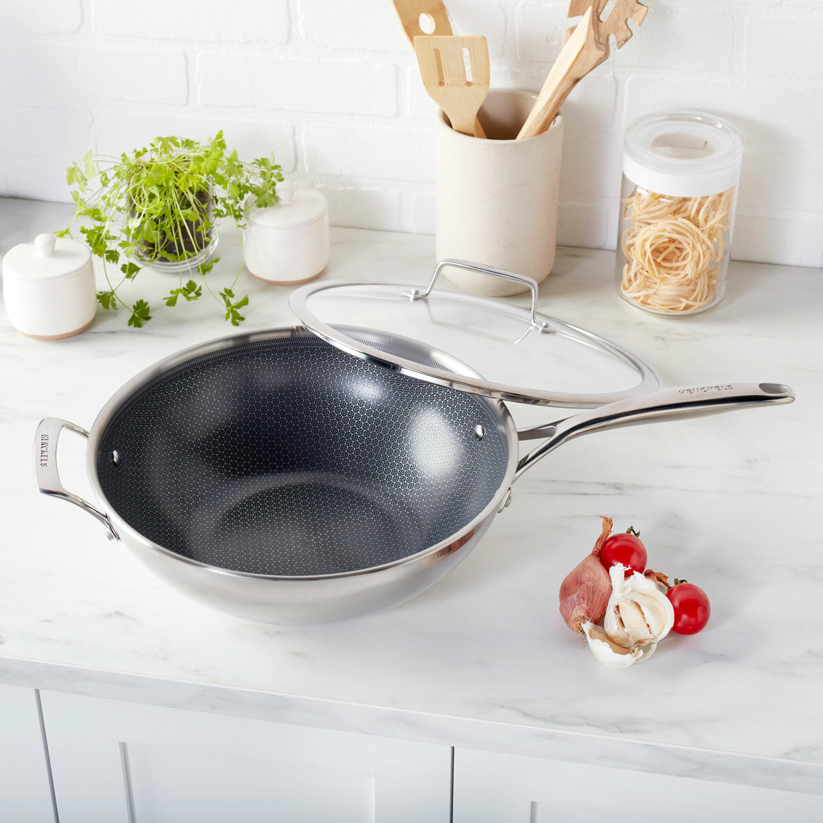 Henckels Paradigm Tri-Ply Stainless Steel Ceramic Wok 30cm Induction All Hobs