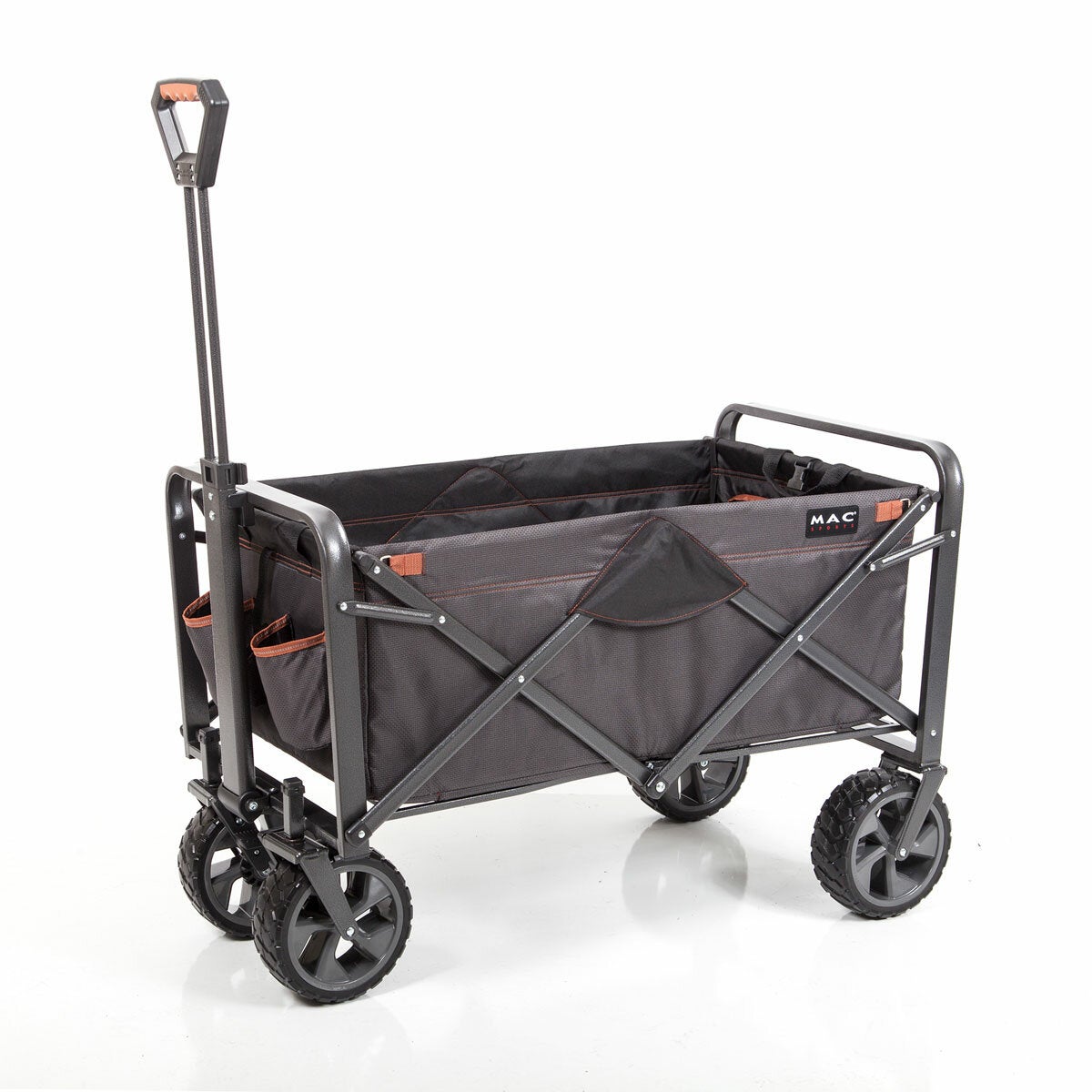 Mac Sports XL Steel Folding Wagon Brakes All Terrain 159kg Grey Heavy Duty