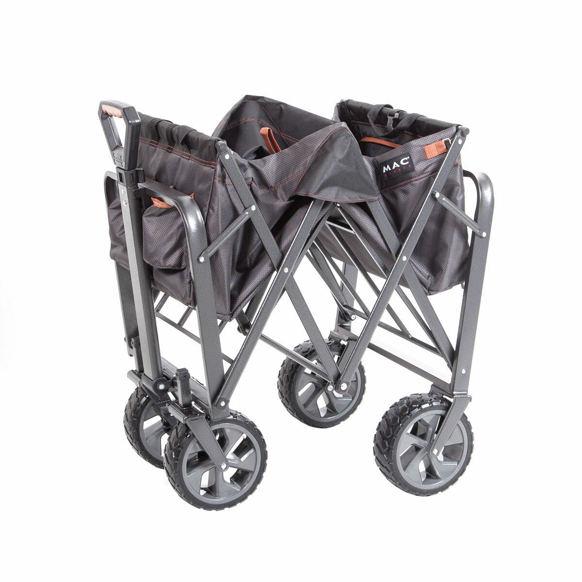 Mac Sports XL Steel Folding Wagon Brakes All Terrain 159kg Grey Heavy Duty