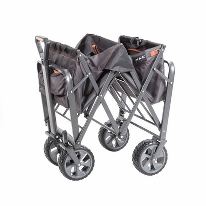 Mac Sports XL Steel Folding Wagon Brakes All Terrain 159kg Grey Heavy Duty