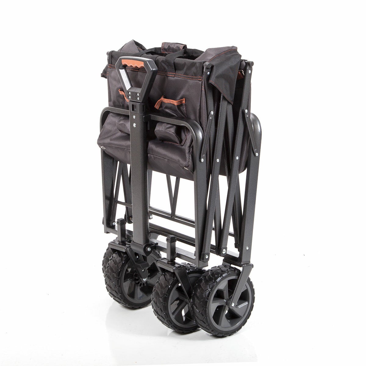 Mac Sports XL Steel Folding Wagon Brakes All Terrain 159kg Grey Heavy Duty