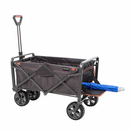 Mac Sports XL Steel Folding Wagon Brakes All Terrain 159kg Grey Heavy Duty