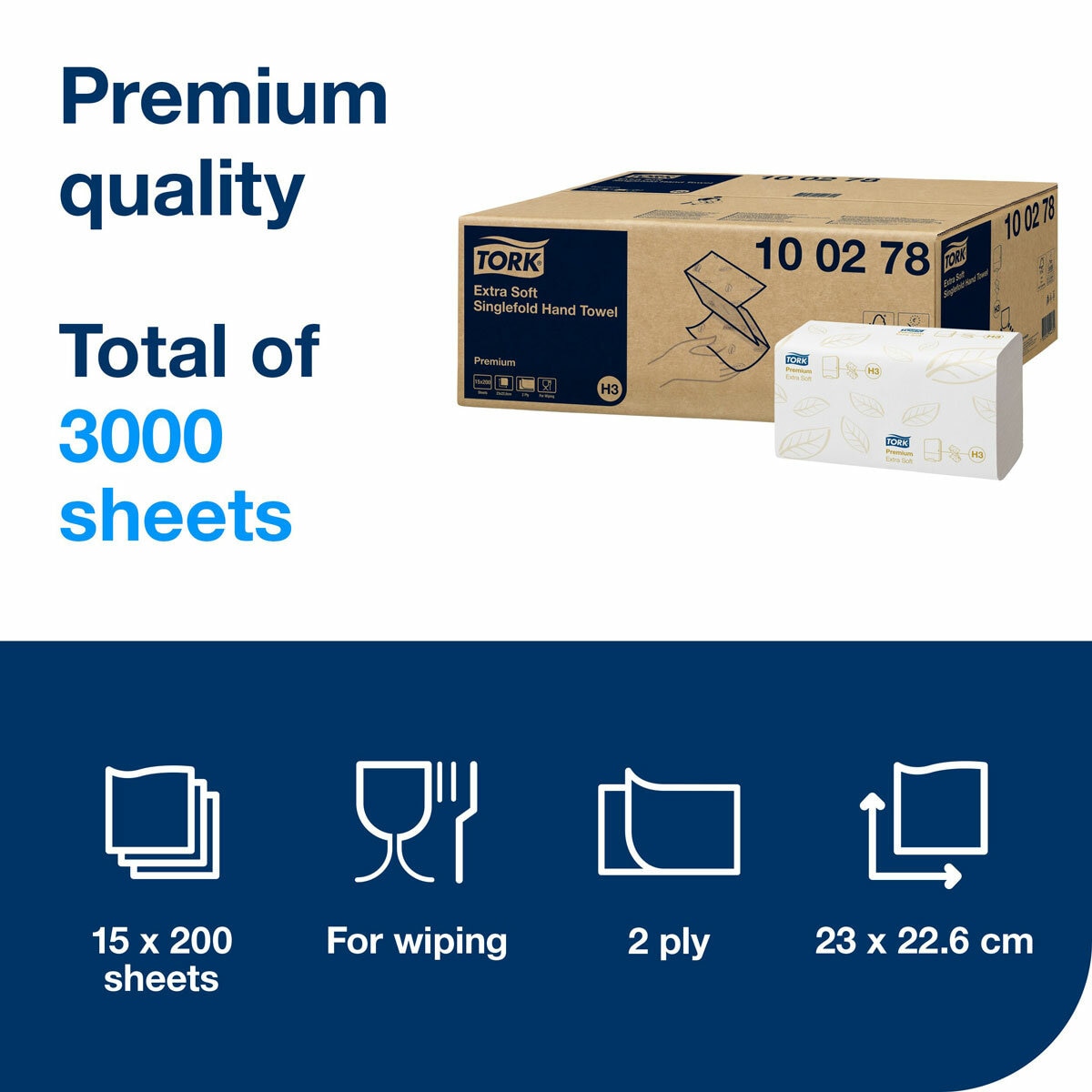 Tork Extra Soft Singlefold Premium Hand Towels 15 x 200 Sheets Bulk Office