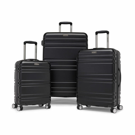 Samsonite Parallax 3 Piece Hardside Luggage Set TSA Lock Spinner 55cm Black