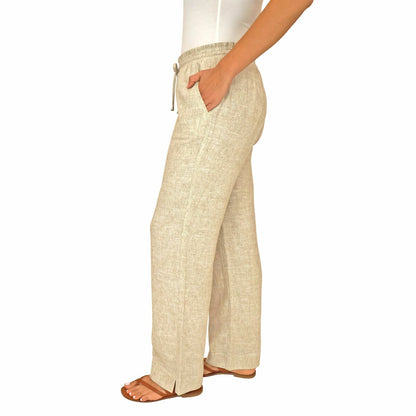 Briggs Ladies Linen Blend Drawstring Waist Trousers Pants Various Medium Tan