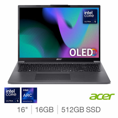 Acer Aspire 16 OLED Laptop Intel Core Ultra 5 125H 16GB RAM 512GB SSD Grey