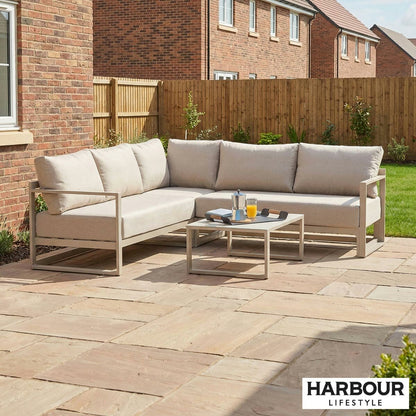 Harbour Lifestyle Havana Corner Patio Set 5 Seat Reclining Aluminium Latte