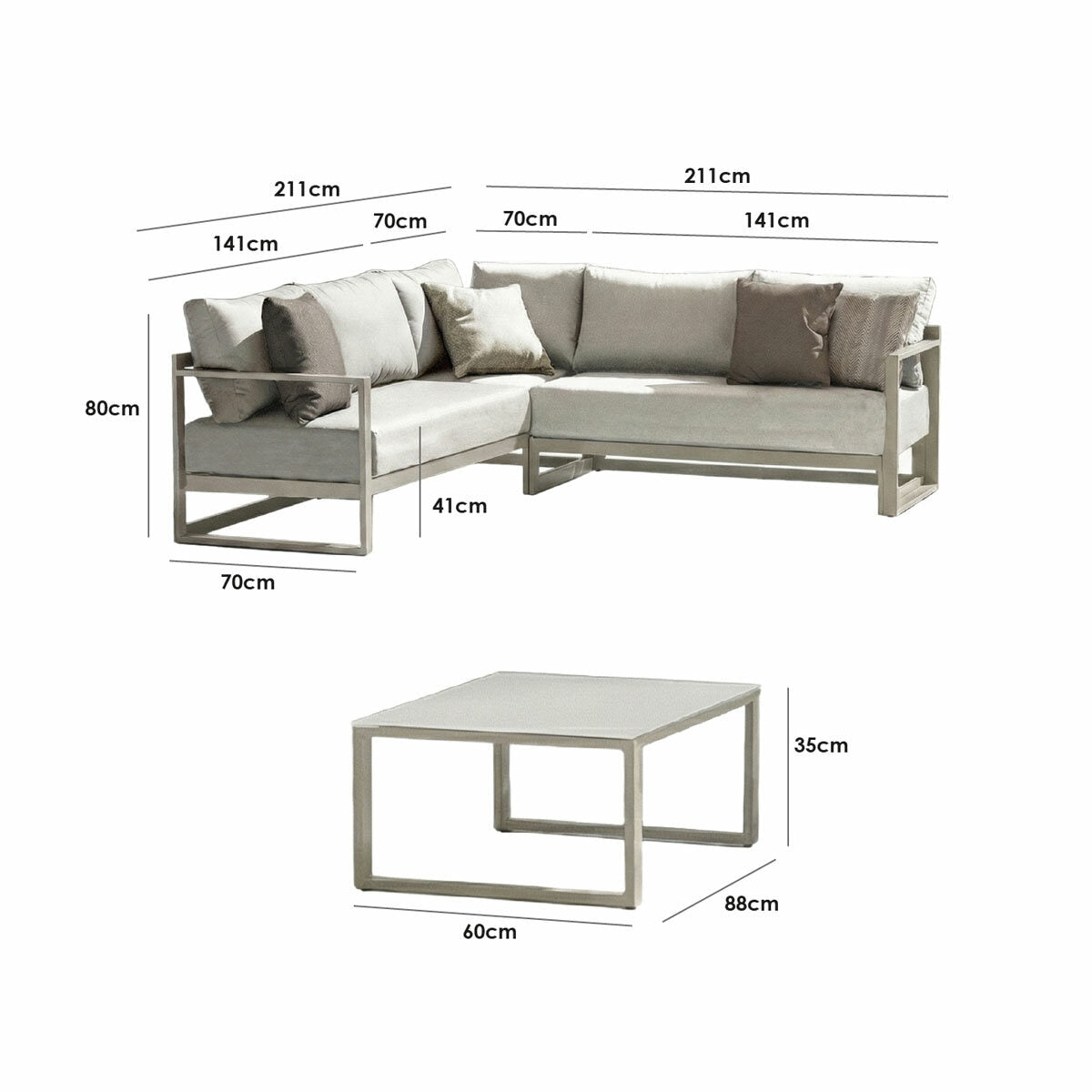 Harbour Lifestyle Havana Corner Patio Set 5 Seat Reclining Aluminium Latte