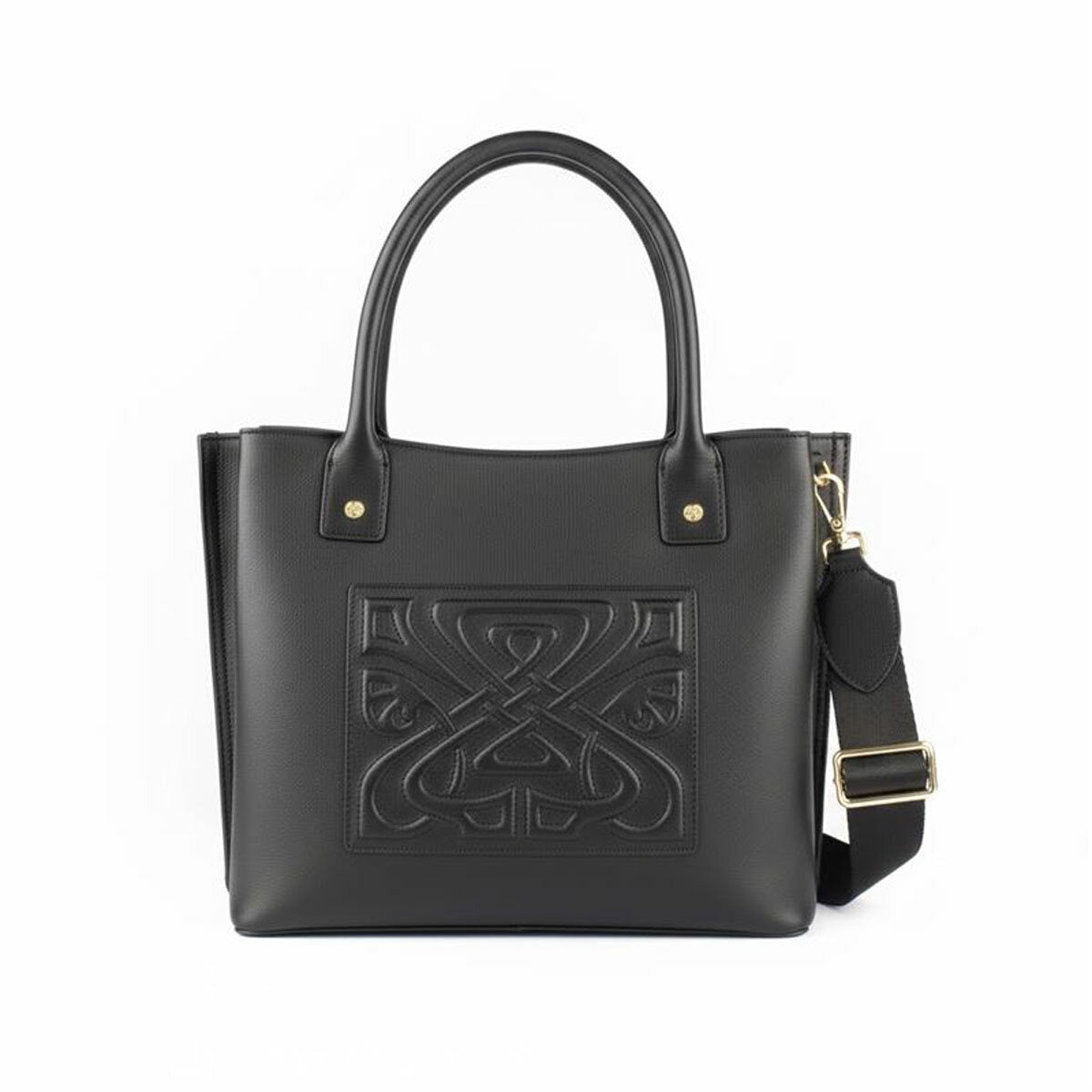 Biba Black Leather Tote Bag Padded Handles Women Shoulder Handbag 28cm