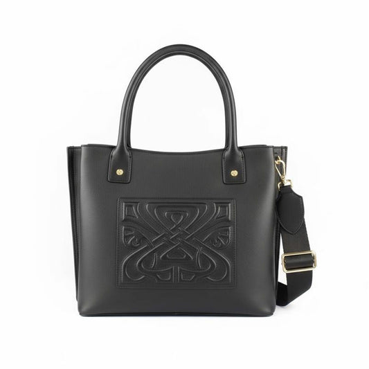 Biba Black Leather Tote Bag Padded Handles Women Shoulder Handbag 28cm