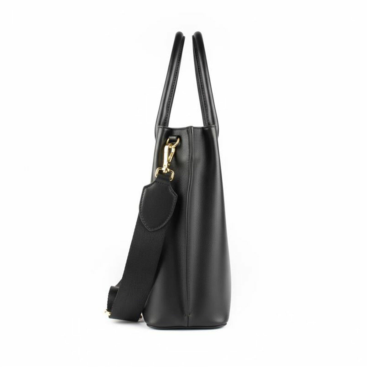 Biba Black Leather Tote Bag Padded Handles Women Shoulder Handbag 28cm