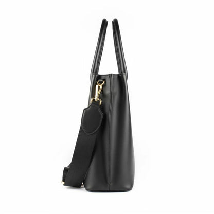 Biba Black Leather Tote Bag Padded Handles Women Shoulder Handbag 28cm