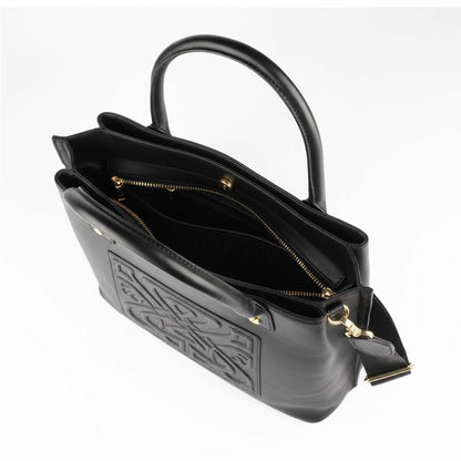 Biba Black Leather Tote Bag Padded Handles Women Shoulder Handbag 28cm