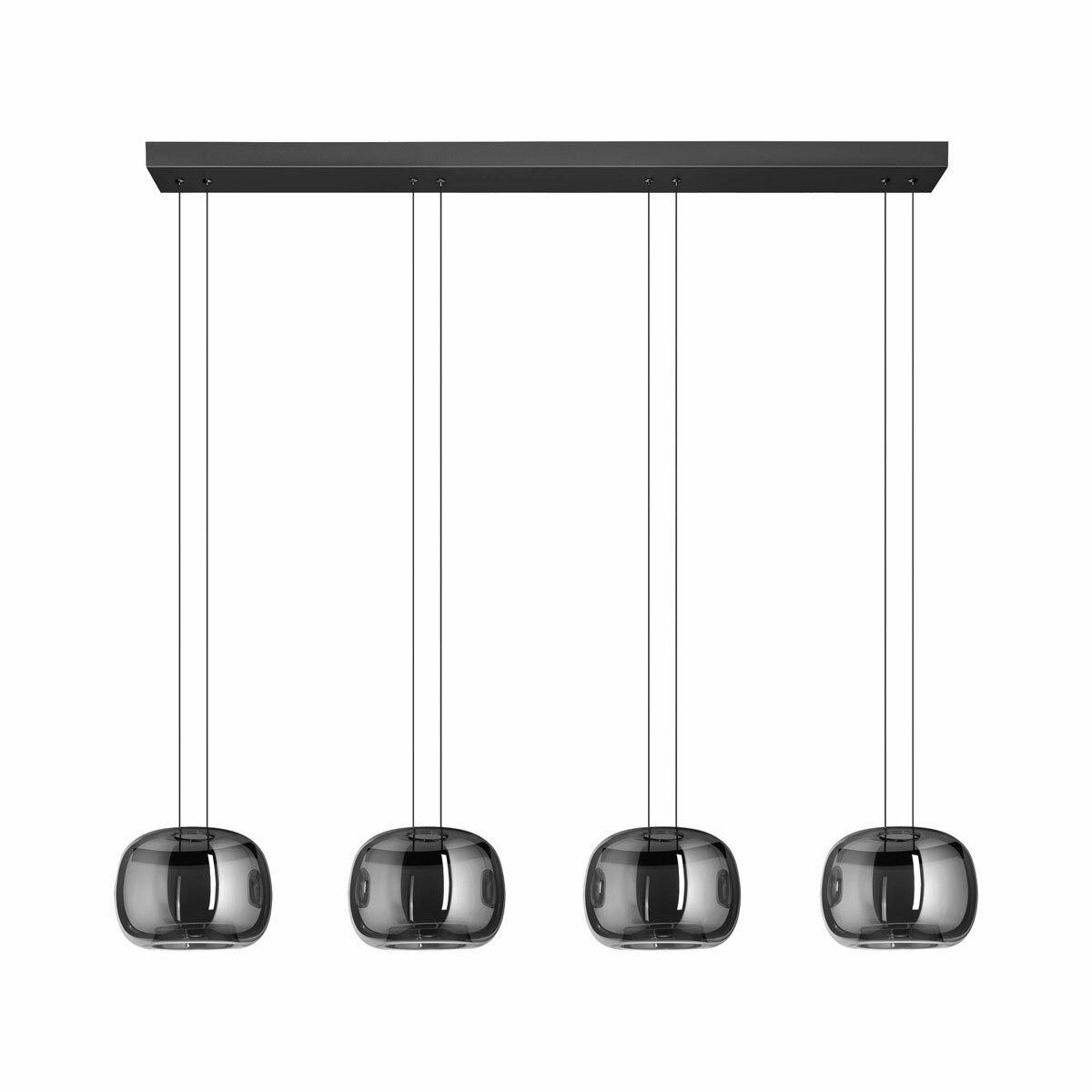 EGLO Hortunas 4 Light LED Pendant Black Steel Smoked Glass Dimmable 2760lm