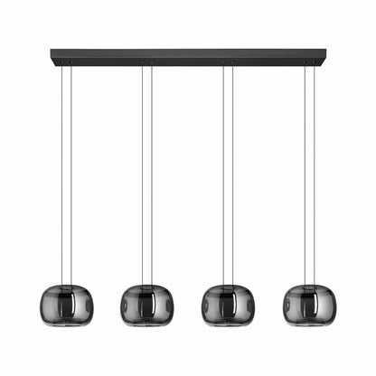 EGLO Hortunas 4 Light LED Pendant Black Steel Smoked Glass Dimmable 2760lm