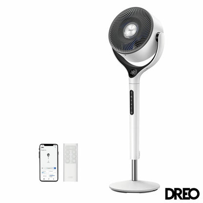 Dreo TurboPoly DR-HPF025S Smart Pedestal Fan White 9 Speed 120° Oscillation