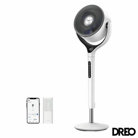 Dreo TurboPoly DR-HPF025S Smart Pedestal Fan White 9 Speed 120° Oscillation