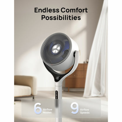 Dreo TurboPoly DR-HPF025S Smart Pedestal Fan White 9 Speed 120° Oscillation