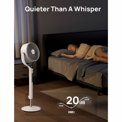 Dreo TurboPoly DR-HPF025S Smart Pedestal Fan White 9 Speed 120° Oscillation