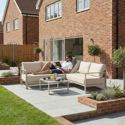Harbour Lifestyle Havana Corner Patio Set 5 Seat Reclining Aluminium Latte
