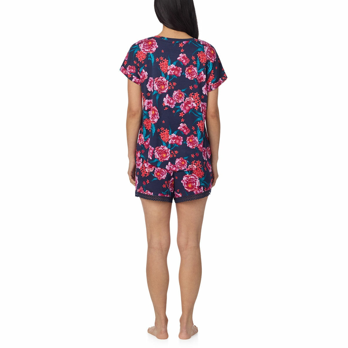 Carole Hochman 3 Piece V Neck Pyjama Set Loungewear Polyester midnight floral M