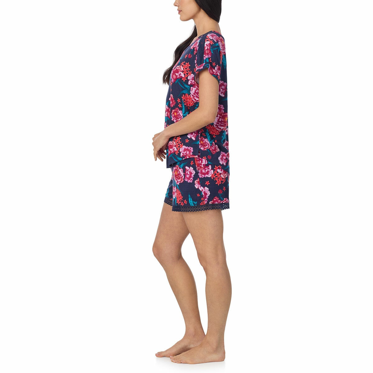 Carole Hochman 3 Piece V Neck Pyjama Set Loungewear Polyester midnight floral M