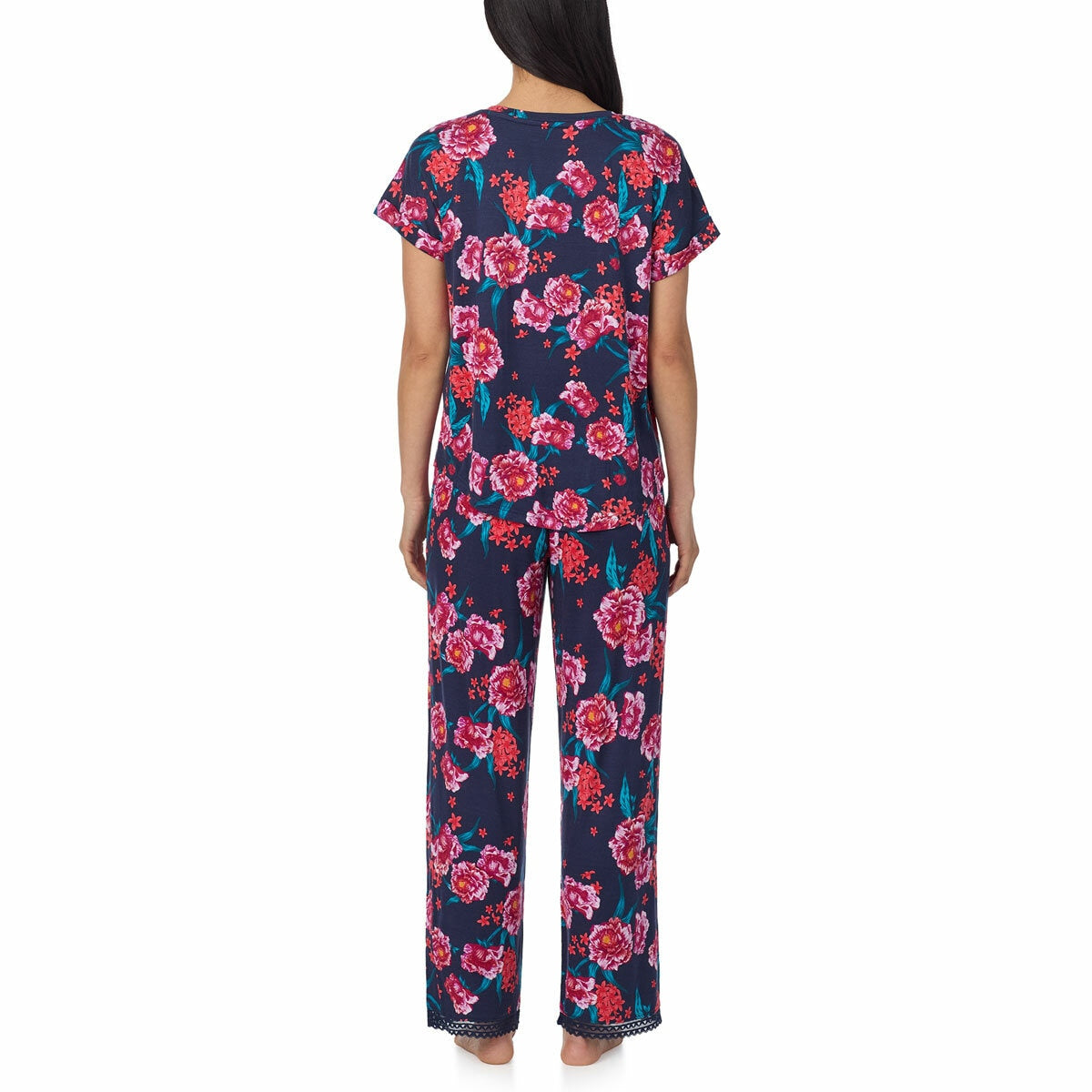 Carole Hochman 3 Piece V Neck Pyjama Set Loungewear Polyester midnight floral M