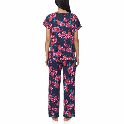 Carole Hochman 3 Piece V Neck Pyjama Set Loungewear Polyester midnight floral M