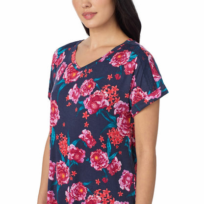 Carole Hochman 3 Piece V Neck Pyjama Set Loungewear Polyester midnight floral M